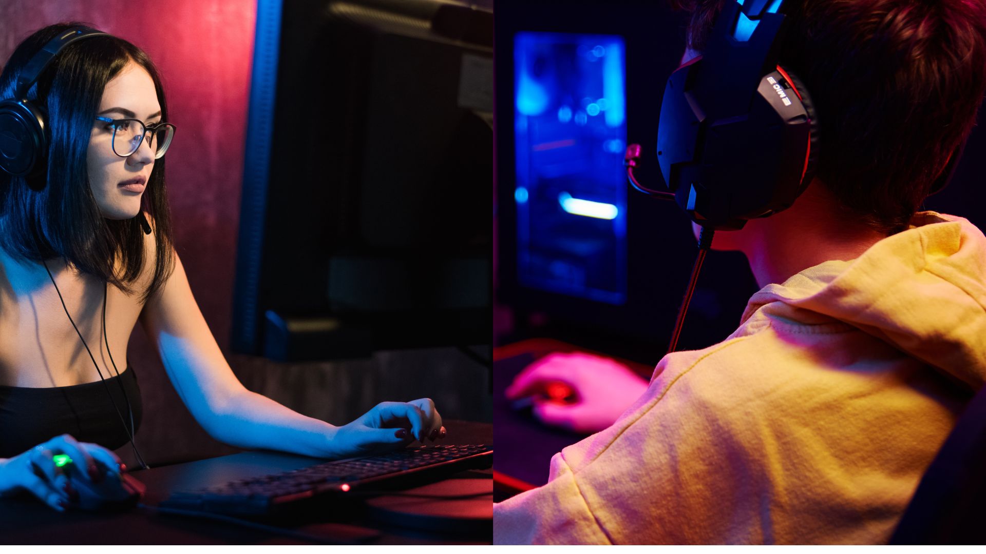 Deux joueurs jouent sur deux PC gaming